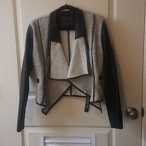 Wrap It Up vegan leather and wool drape jacket
